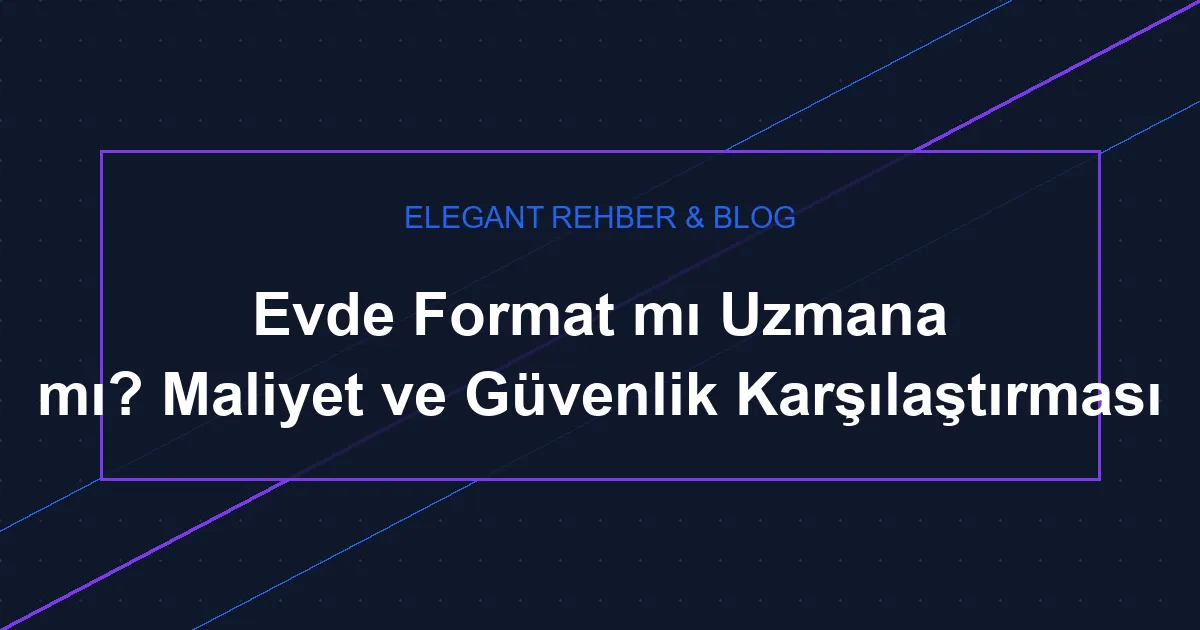 Evde Format mı, Uzmanına mı Yaptırmalı? 2026 Karşılaştırması